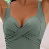 Women Monokini V-Neck Sling Sleeveless One-piece Swimsuit with Adjustable Suspenders Backless High Waist Swimwear