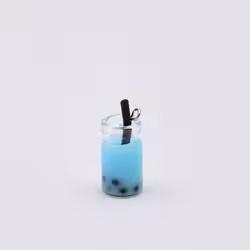 Cute Miniature 3D Bubble Tea Bottle Design Artificial Style Resin Glass Bottle Charms Earring Making Colorful Jewelry Souvenir