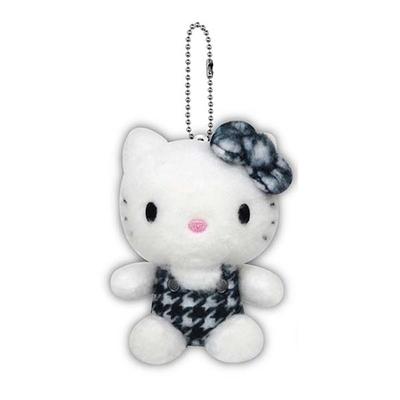 K Şirketi Hello Kitty Bilyeli Zincir H100 x G80 x D70mm (Kareli Desen Serisi) Maskot, Siyah, KTC-BM-BK,
