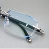 Men Reading Glasses Rimless Cut Edge Presbyopic Glasses Anti Blue Light Anti Fatigue Plus Glasses Presbyopia Clear Lens