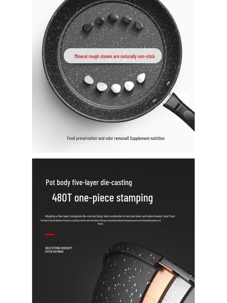 Silver Non-Stick Medical Stone Frying Pan - Universal Stove-Compatible for Pancakes and Steaks