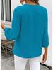 Women's V-Neck Ruffled Blouse - 3/4 Sleeve Loose Casual Shirt