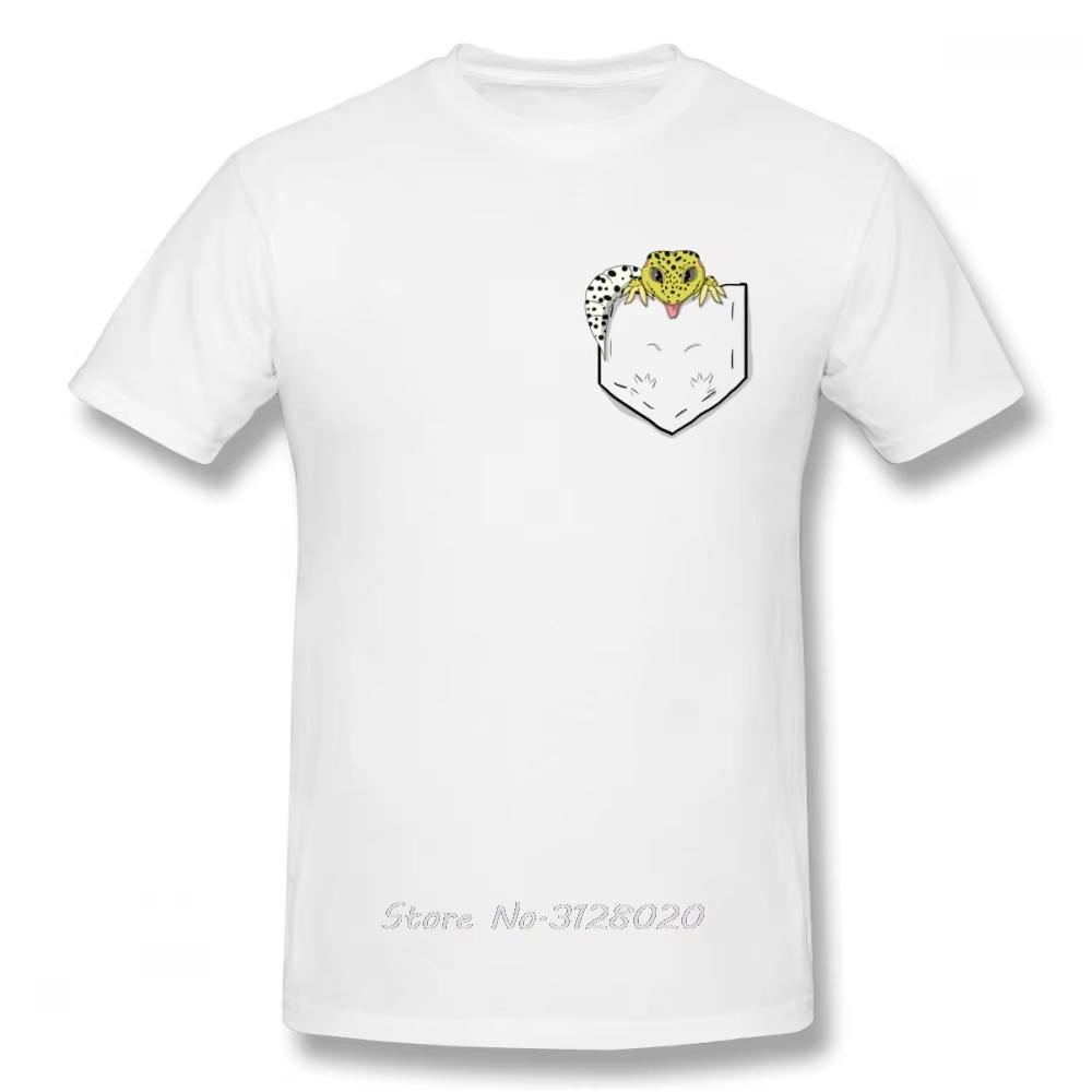 2025 new Novelty Reptile Leopard Gecko In Pocket T Shirt Men Cotton Oneck TShirt Hip Hop Tees Tops Streetwear Harajuku