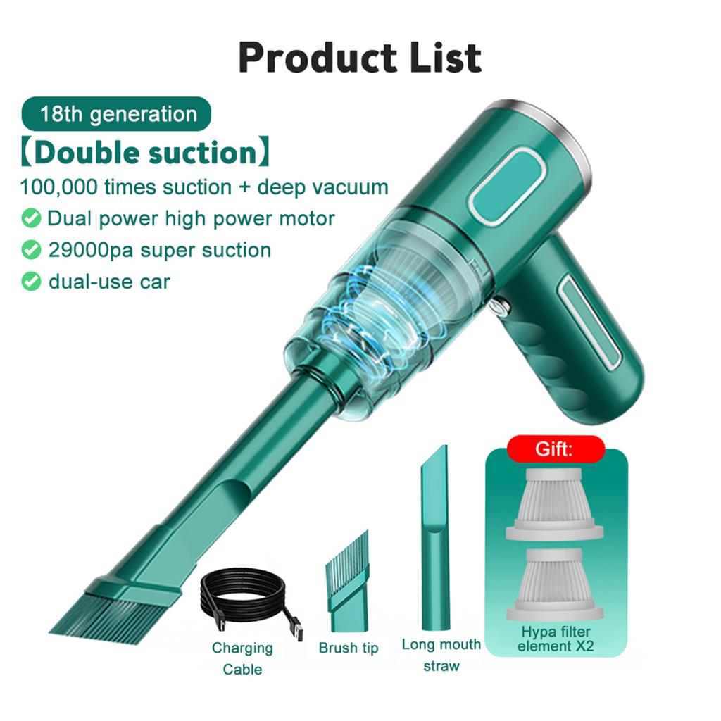29000pa Handheld Vacuum Powerful Cordless Car Vacuum Cleaner for Car Office Pet Hair Small Manual Vacuum Cleaner Blower Duster