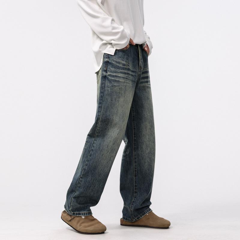 Spring Heavy Retro Nostalgic Jeans American Loose Straight Wide-leg Trousers