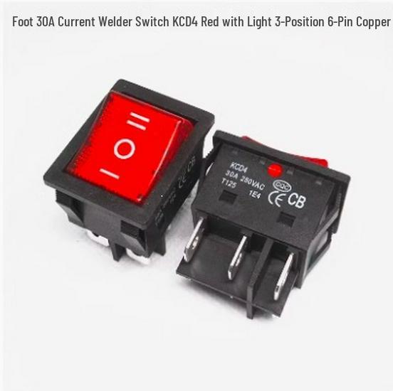 40A High-Power KCD4 Rocker Switch for Welding Machine with Light, Ship-Shaped, Four-Pin, Red/Green