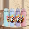 1PC Color Splash Soccer Ball Burst Print 750ml Color Plastic Sports Water Bottle Leakproof Flip Straw Lid Suitable for Sports Office Home Use