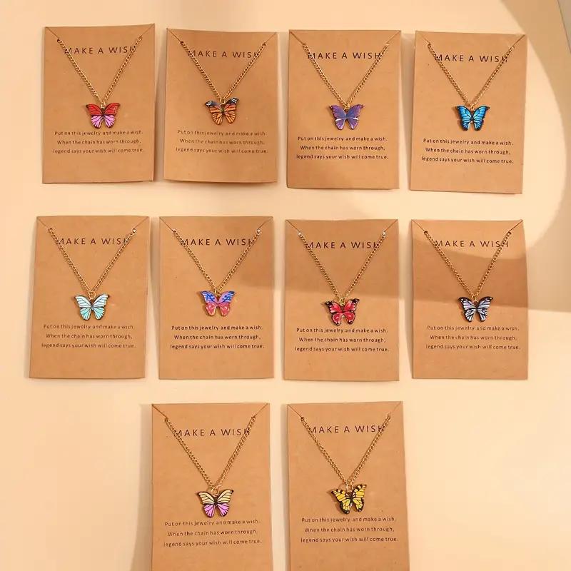 iF ME 5 PCS Colorful Butterfly Pendant Necklace Set Fashion Necklace Party Gift for Women Jewelry Accessories