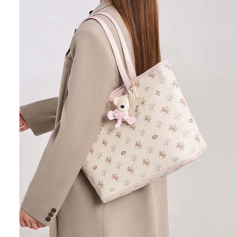 Trend Foreign Style 2025 New Tote Bag Women's Large-capacity Commuting Shoulder Handbag Printing New Tote Bag