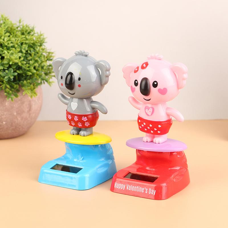 Kawaii Cartoon Koala Ornaments Solar Power Shaking Head Toy Car Ornament Decor