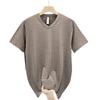 Summer Thin Plus Size Short Sleeved T-shirt For Men's Loose Half Sleeved V-neck Ice Silk T-shirt