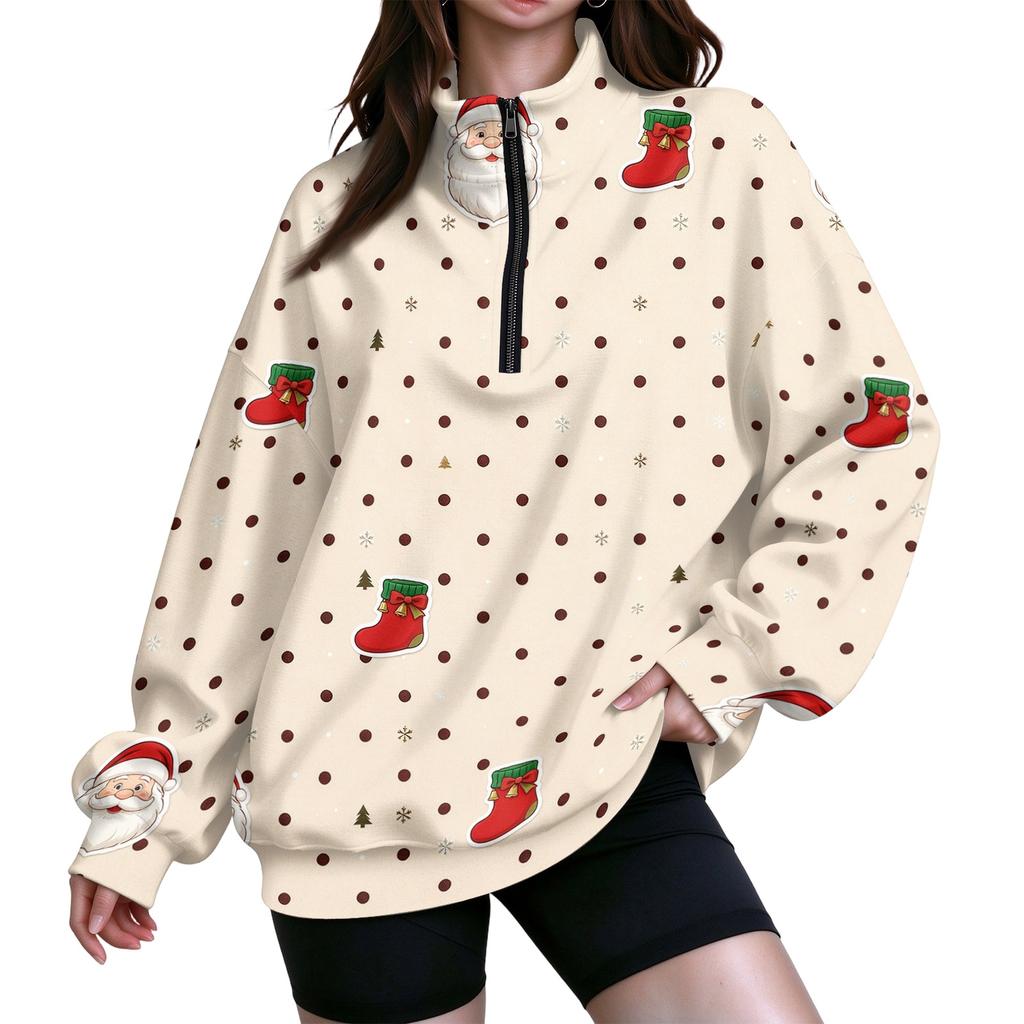 Women's Trendy Lightweight Printed Half-Zip Sweatshirt for Casual Everyday Wear