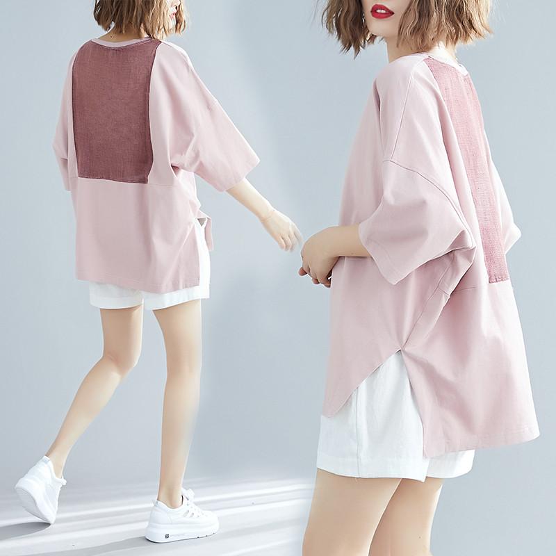 DIMANAF 2025 Summer Plus Size T-Shirt Women Short Sleeve O-Neck Short Loose Solid Tops Tees