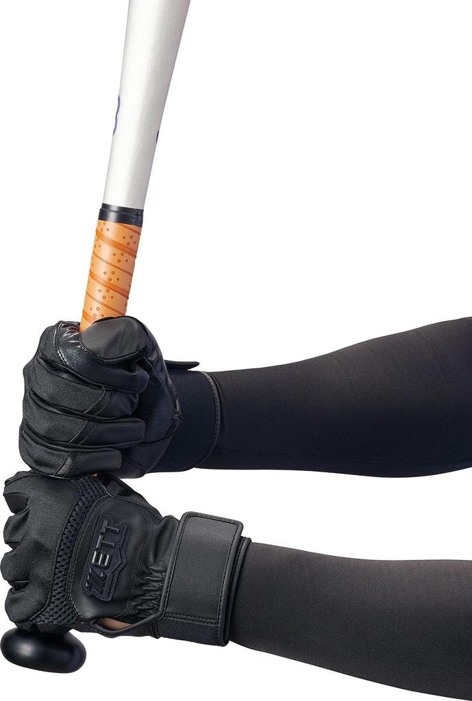 ZETT Neo Status Batting High School Baseball Mega High Black BG17103HS Gloves, Ambidextrous, Compatible, Grip, (1900), Medium,