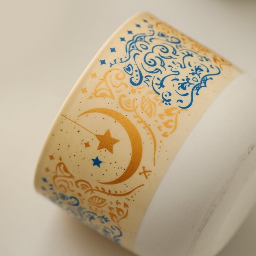 Star Moon Texture Flat Bottomed Cup Arabic Style Milk Cup Water Cup Ceramic Coffee Cup Home Use