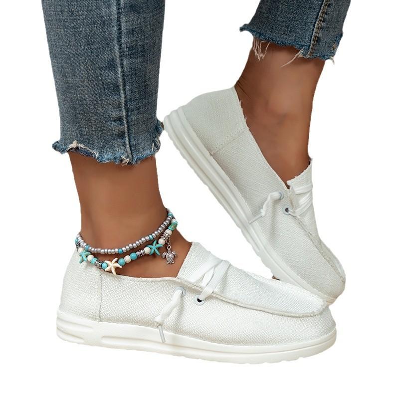 Women’s Canvas Slip-On Shoes, Lightweight Casual Flats, Plus Size Summer Sneakers