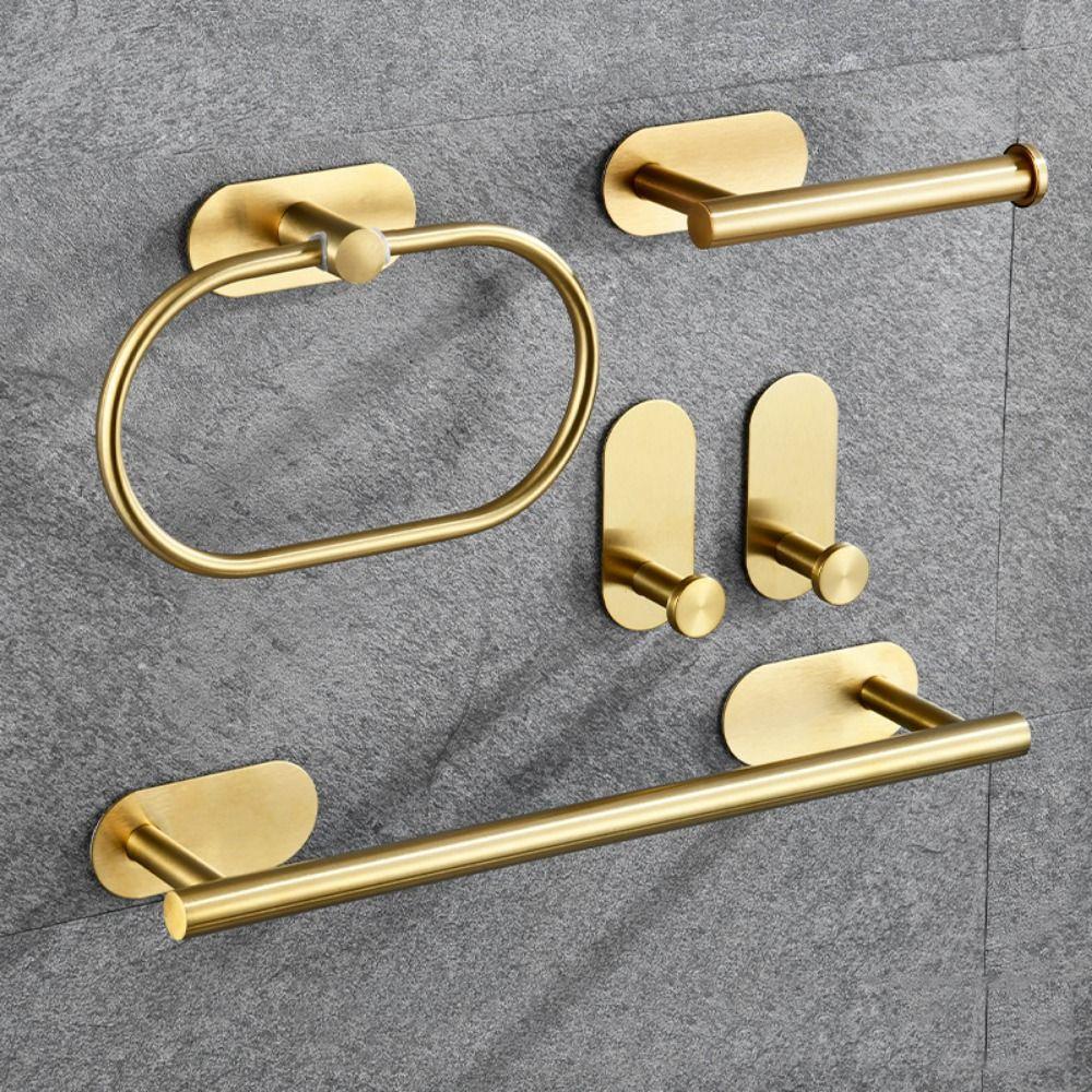

4/5Pcs Rustproof Bathroom Towels Rack Stainless Steel Roll Paper Stand Bathroom Accessories Silver-4Pcs