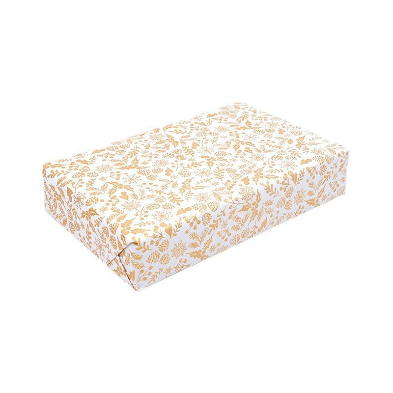 17" X 118" Wrapping Paper Roll Metallic Gold Foil White Wrapping Paper with Christmas Tree Design Gift Wrap for Xmas Holiday New
