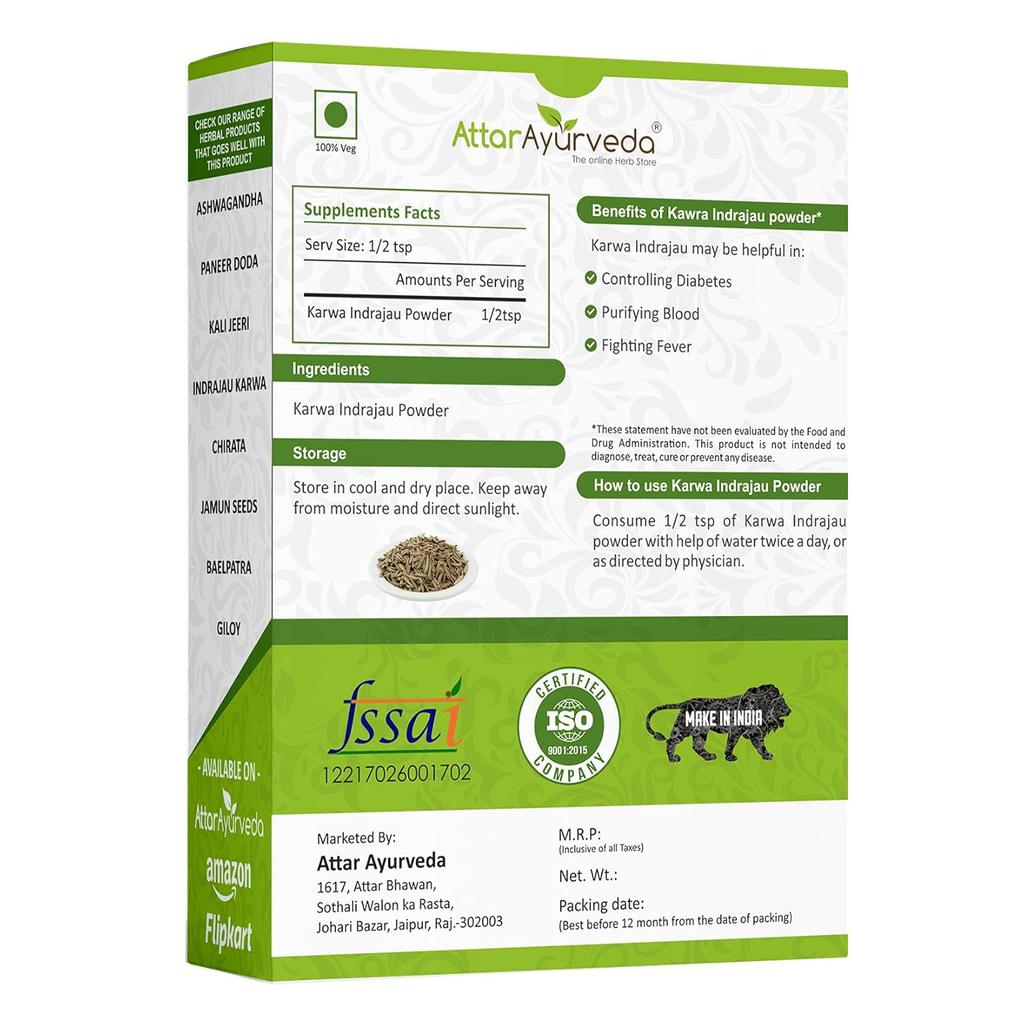 Attar Ayurveda Karva Indrajau Powder 250 g Pure Herbal Bitter Indrajav Powder Natural Daily Wellness Support Supplement