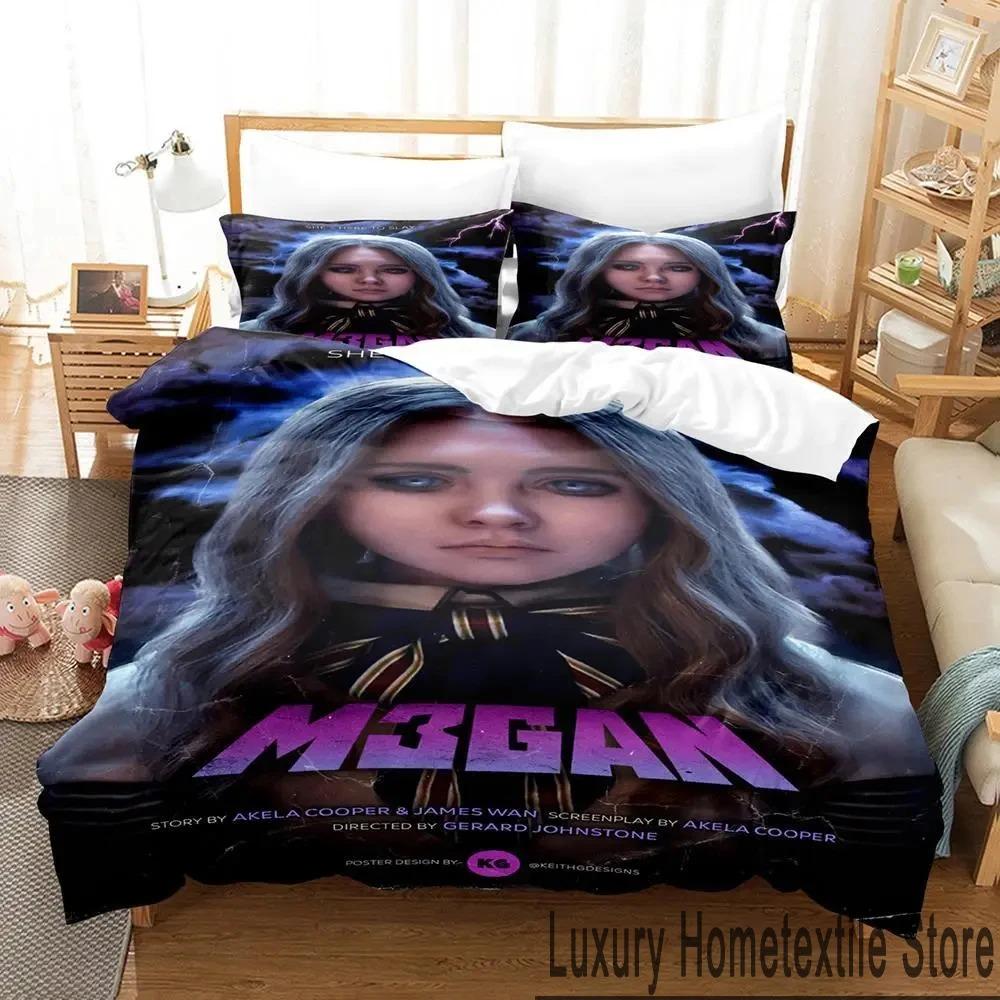3D Tisk M3GAN Film Ložní souprava Chlapci Dívky Twin Queen King Size Povlak na přikrývku Povlak na polštář Postel chlapci Dospělí Domácí textil
