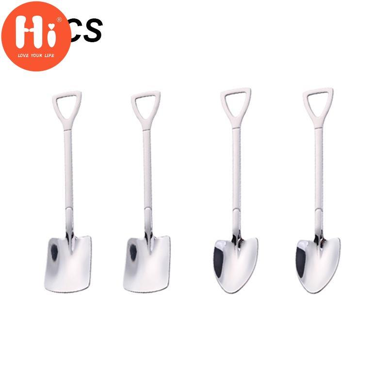 Hallo 4PCS Kaffee Löffel Besteck Set Edelstahl Retro Eisen Schaufel Eis Löffel Scoop Kreative Löffel Tee-löffel Mode Geschirr