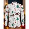 Christmas Festival Theme Men's 3D Printed Formal Shirts Christmas Tree Santa Claus Graphic Long Sleeve Shirt Fashion Men's Shirt