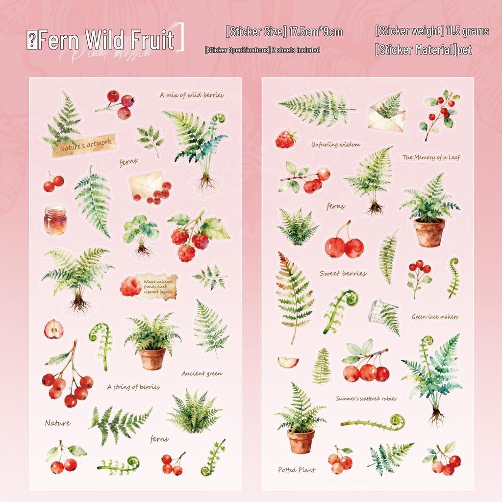 Yuxian Plant Oxygen Series Retro Plant Stickers for Journals - 2 Sheets, 4 Styles