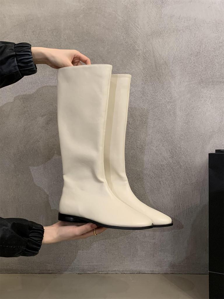 Soft Leather British Style 2025 Knight Boots Round Head Thick Low Heel Autumn and Winter Thin Boots But Knee Versatile Fashion Women's Boots