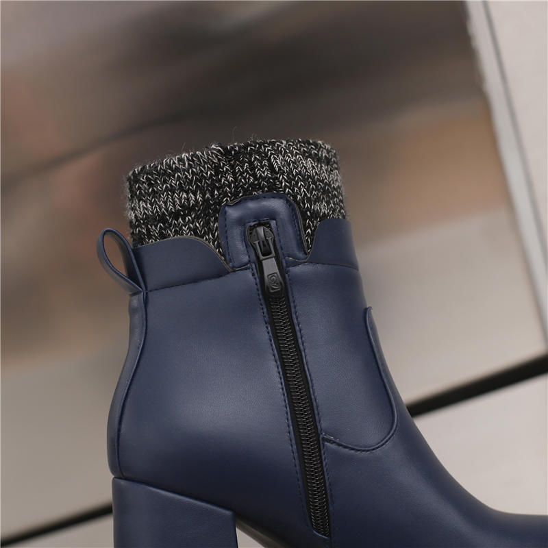 Women's High-heeled Short Boots Sexy European and American Style Autumn and Winter Waterproof Table Thick-heeled Large-size Roman Boots