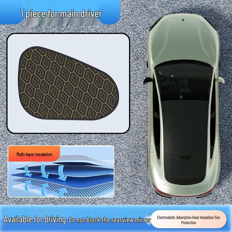 Diamond Pattern Electrostatic Car Sun Shade - Heat Insulation Side Window Visor