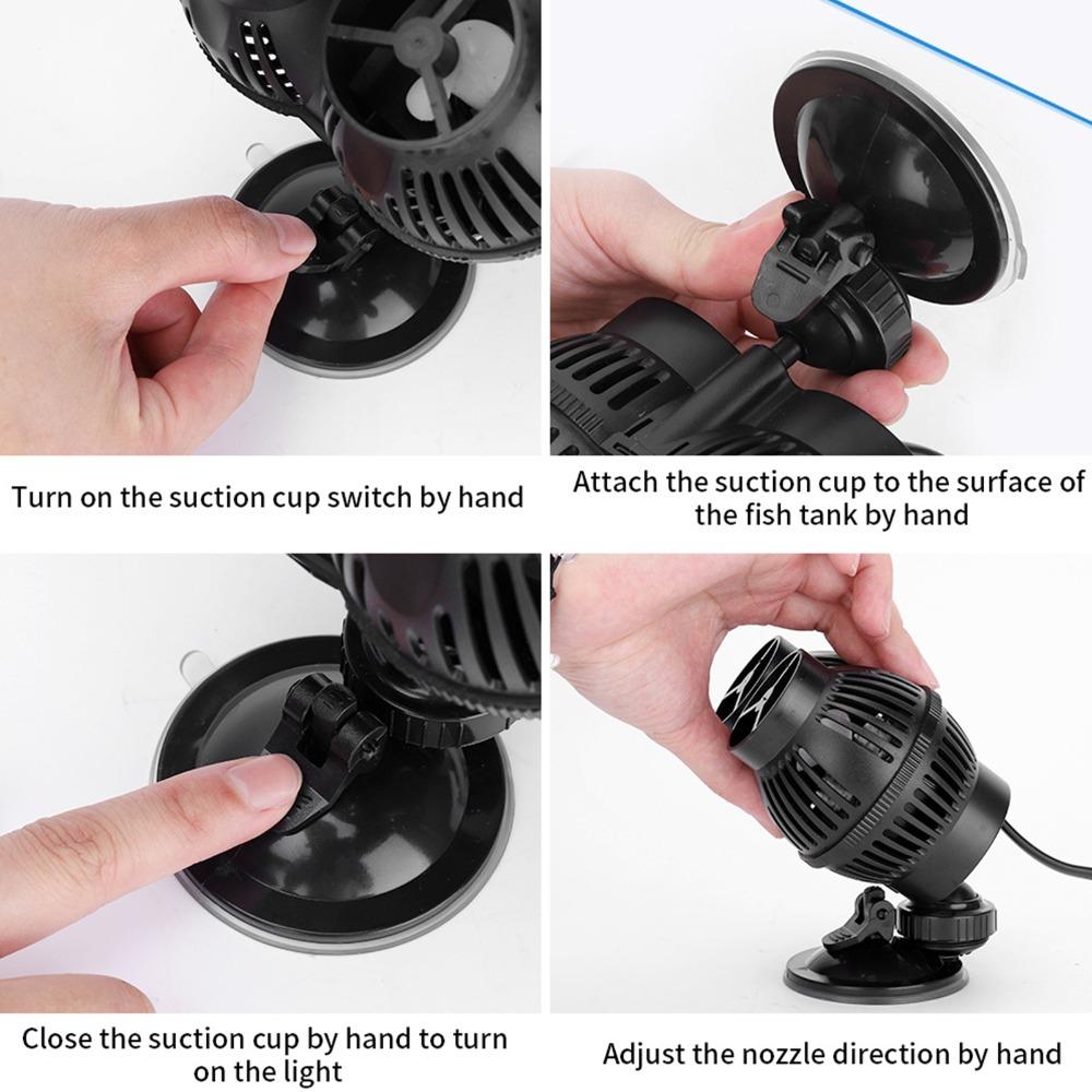 Dual Outlet Aquarium Wave Maker Suction Cup Mount Submersible Powerhead Pump Freshwater Aquariums