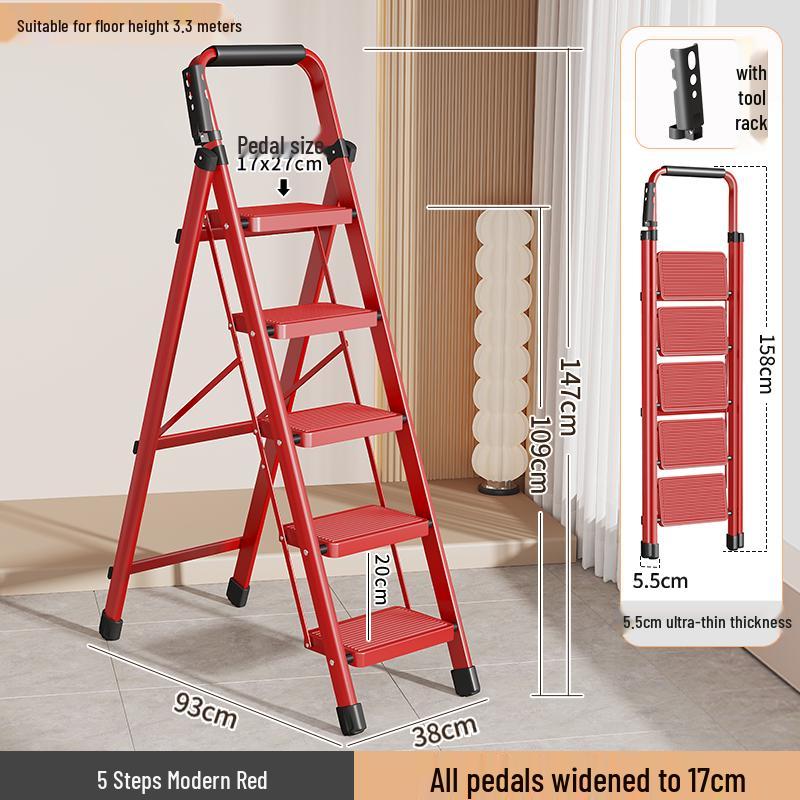 Foldable Indoor A-frame Ladder, 4-5 Step, Thickened Portable Staircase