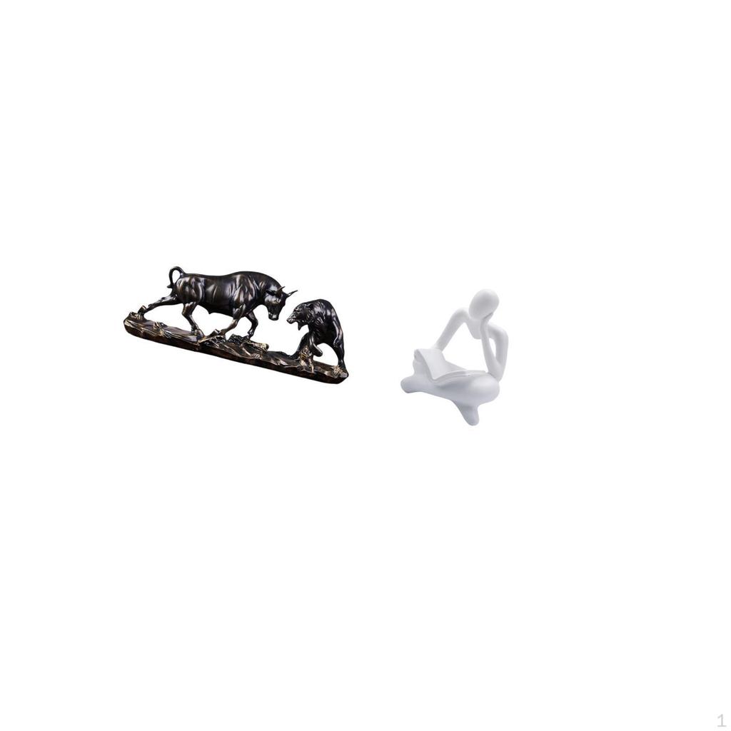 Modern Feng Shui Figurine Abstract Thinker Statue Chinese Cow Cattle Sculpture for Desk Tabletop