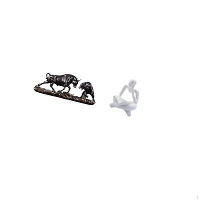 Modern Feng Shui Figurine Abstract Thinker Statue Chinese Cow Cattle Sculpture for Desk Tabletop