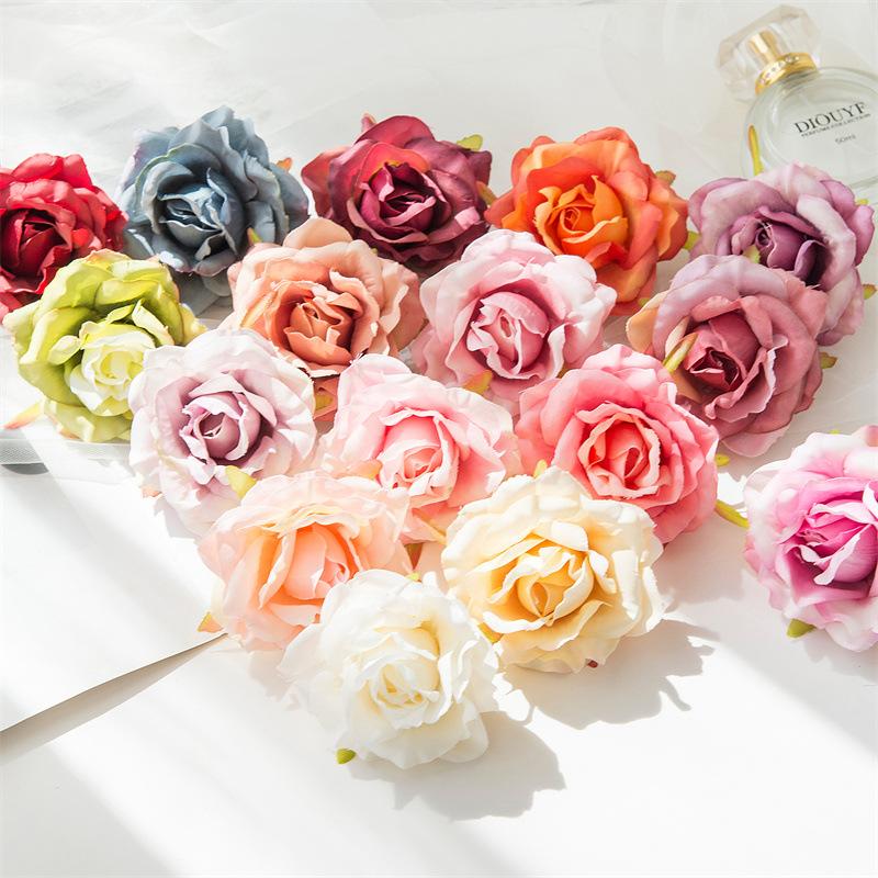 Gerollter Rand Rosenblütenkopf Handgefertigt DIY Künstliche Rosenblüten Peyote Hochzeitsblume Künstliche Requisiten Dekoration Künstliche Blumen