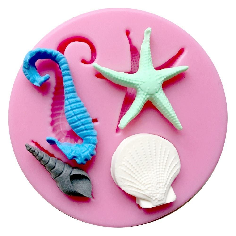 New ELINKA Sea Life Stlye Silicone Candy Chocolate Clay Gumpaste Sugar Craft Fondant Mold