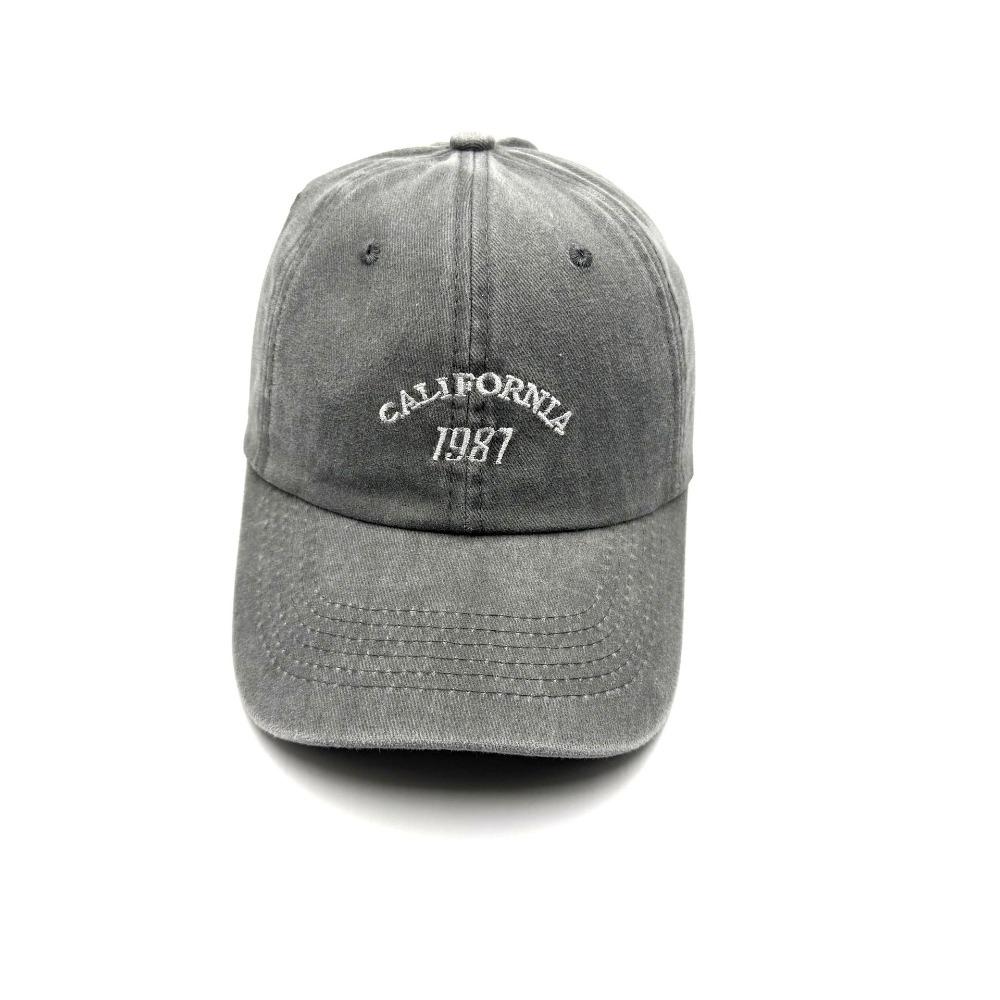 Unisex Embroidered Baseball Cap Washed Adjustable Sun Hat Soft Top Peaked Hat