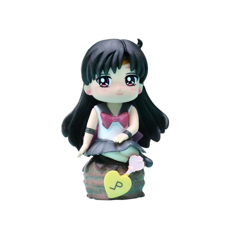 Sailor Moon Anime Figure 6Pcs Set Q Version Pvc Collectible Model Doll Cake Topper for Home Decoration & Fans Birthday Gift