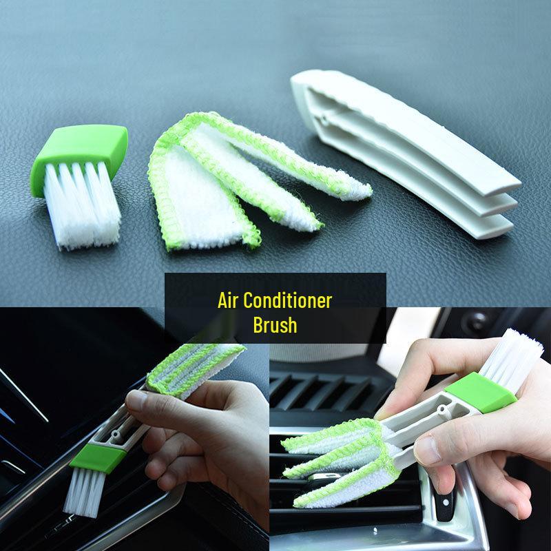 Dual-Headed Soft Bristle Car Vent & Dashboard Dusting Brush