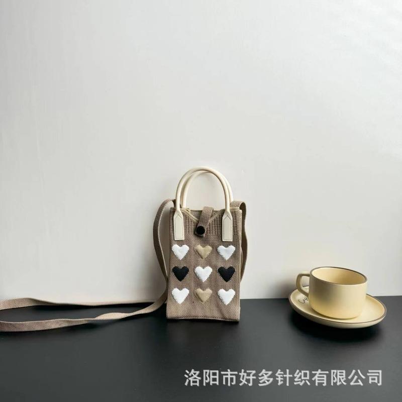 New Love Mobile Phone Bag High-end Knitted Bag Popular Cartoon Cute Portable Storage Messenger Bag