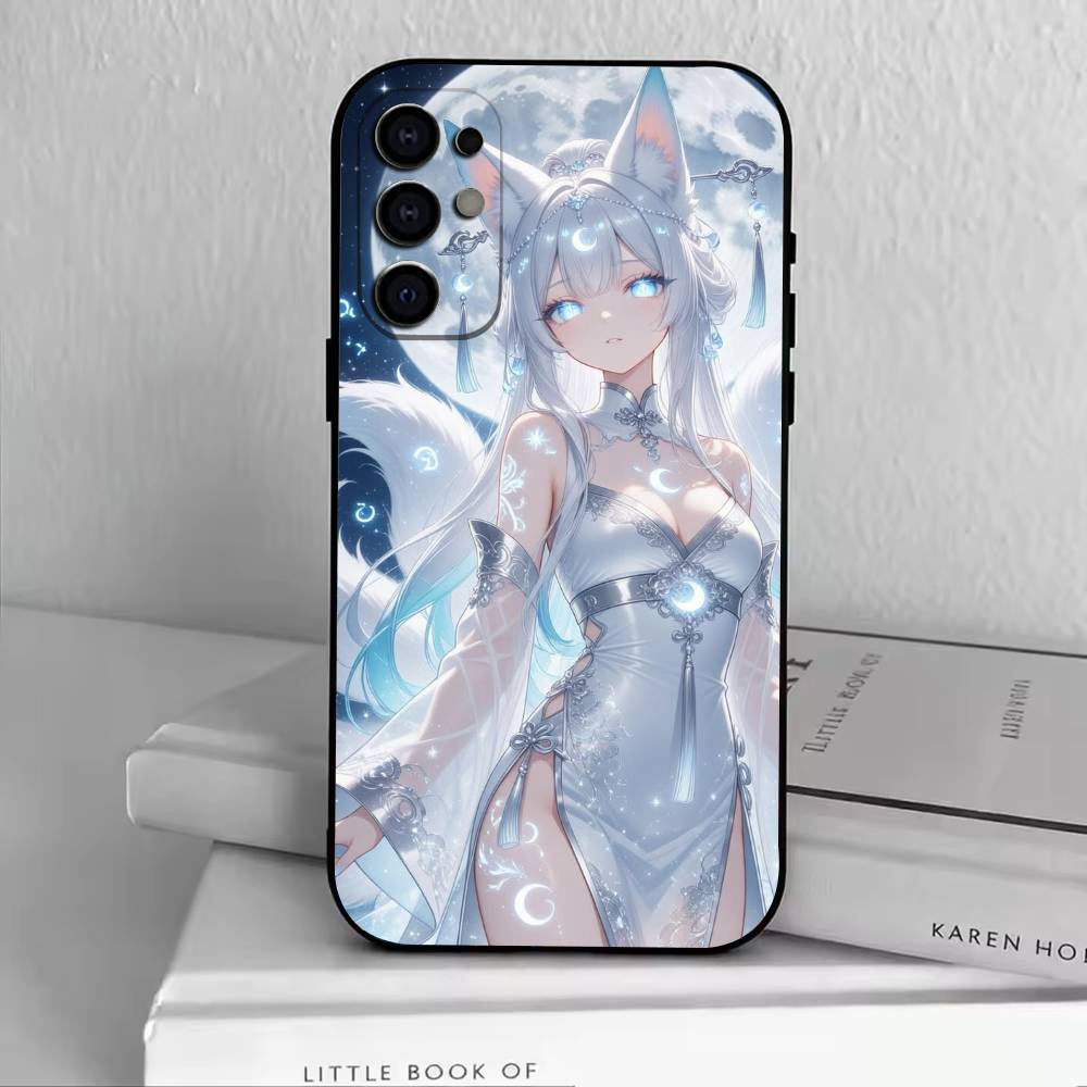 Fox Girl  Phone Case Black Silicone Soft For Samsung S25,S24,S21,S22,S23,S30,Ultra,S20,Plus,Fe,Lite