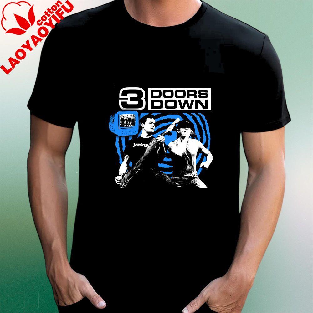 3 Doors Down Trendy Harajuku ShortSleeved Unisexs and WoUnisexs Universal Retro Counterfeit Style Pattern Cotton TShirt