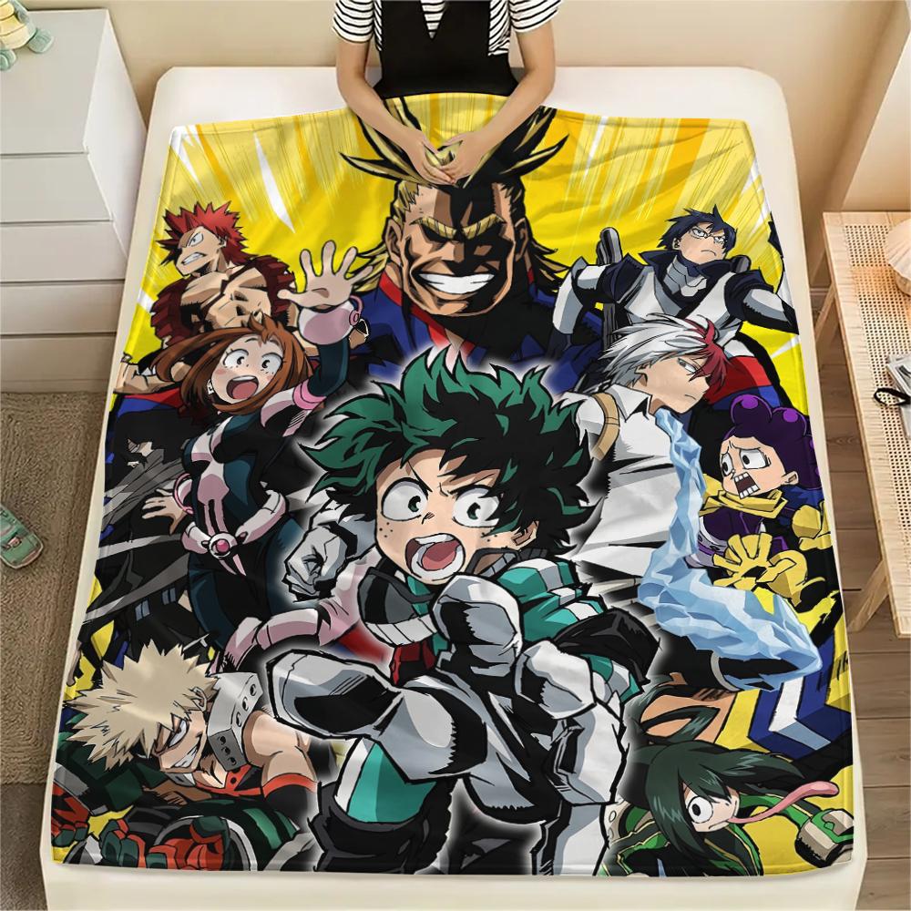 My Hero Academia Poster Pattern Flannel Blanket, High Quality Comfortable for All Seasons, Home Decor, Warmth and Comfort, Perfect for Gifts.