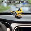Solar Airplane Car Ornaments Dashboard Interior Decor Dash Airplane Solar-Powered Dynamic Rotating Car Dashboard Ornament