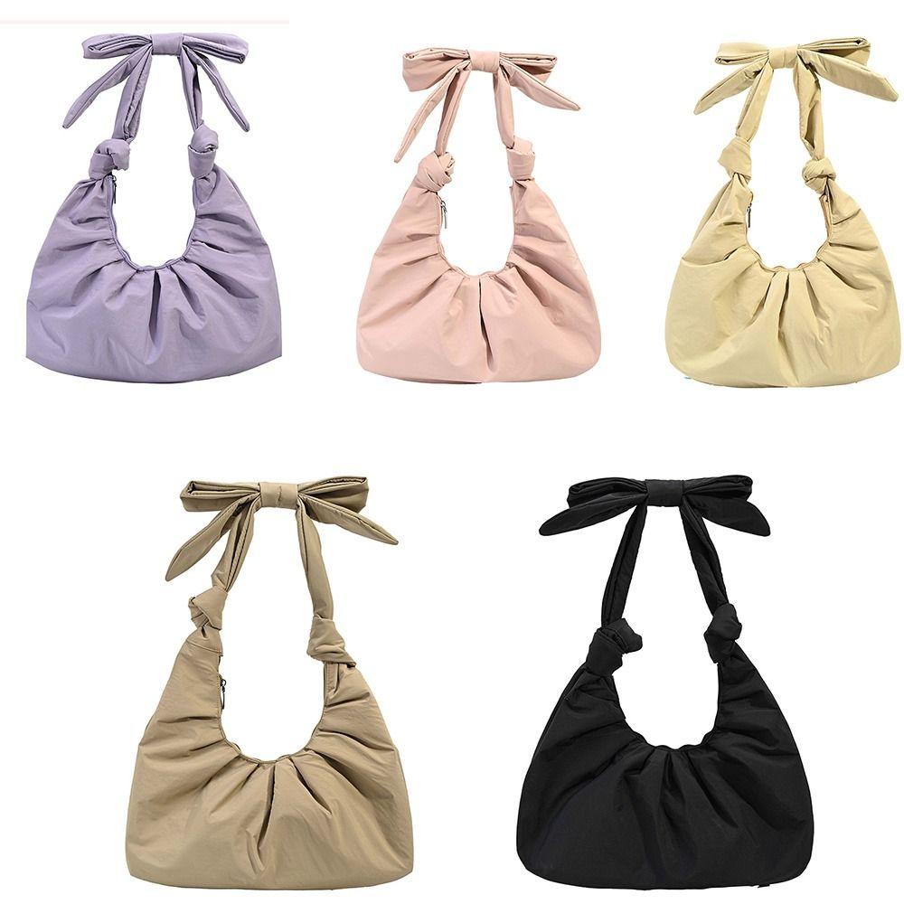Bowknot Nylon Dumplings Bag Korean Style Cloud Bag Casual Handbag  Portable