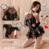 Fun little devil sexy glossy PU neck strap transparent skirt set Succubus COS uniform women's clothing