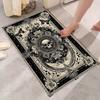 VIKAMA Gothic Skull Floral Doormat Non Slip Washable Entryway Rug Dark Academia Skull Rose Print Floor Mat Bathroom Living Room