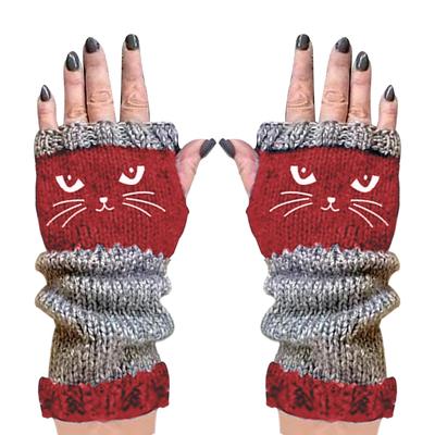 Knit Gloves Thermal Winter Gloves Warm Cute Cat Fingerless Gloves Christmas Unisex Anti-Cold Thickened Touchscreen Mittens