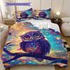Owl Pattern Bedding Quilt Set Quilt Cover Pillowcase Home Decoration Birthday Gift (1 * duvet cover + 2 * pillowcase, without core)