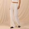 Women Casual Loose Solid Color Low Waist Wide Leg Straight Floor Length Long Pants